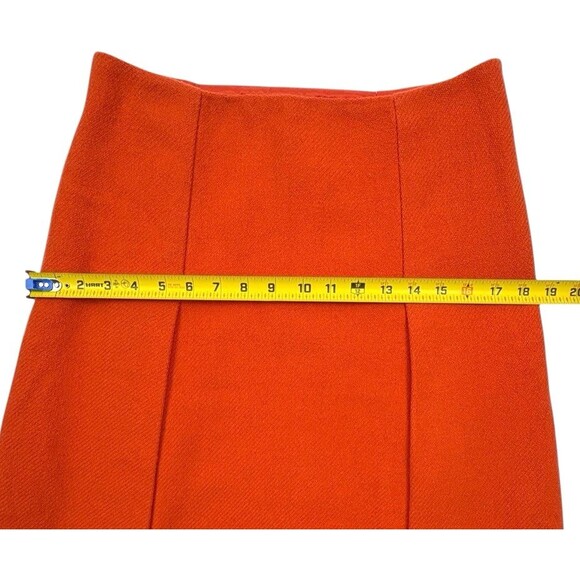 Lauren Ralph Lauren Wool Textured A-Line Kick Pleat Skirt Orange Fall Capsule 2 - Picture 8 of 14